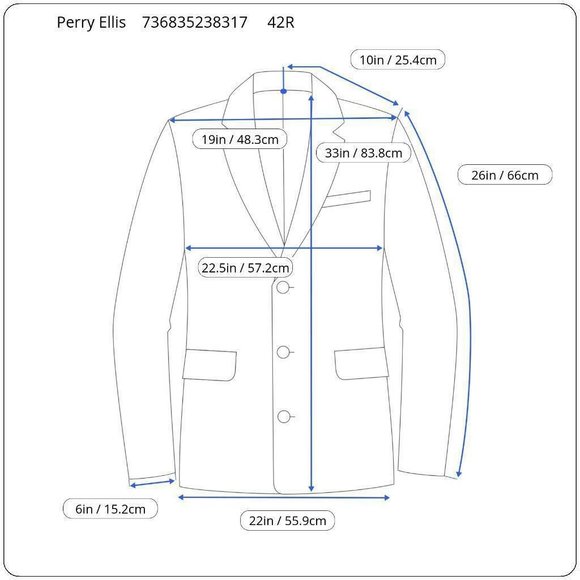 Perry Ellis Mens Two Button Suit Jacket Black Wool Blend Blazer Business 40R New - Picture 7 of 12